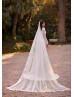 Long Sleeves Glitter Lace Tulle V Back Luxurious Wedding Dress